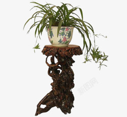 木质花架花篮中式复古花架高清图片
