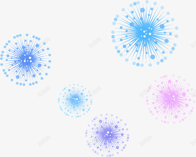 粉蓝色手绘礼花装饰png免抠素材_新图网 https://ixintu.com 礼花 蓝色 装饰