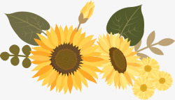 手绘卡通黄色太阳花花卉素材