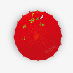 中式装饰挂画红色纸伞高清图片