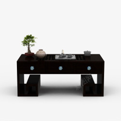 黑色古典复古简单中式书桌素材
