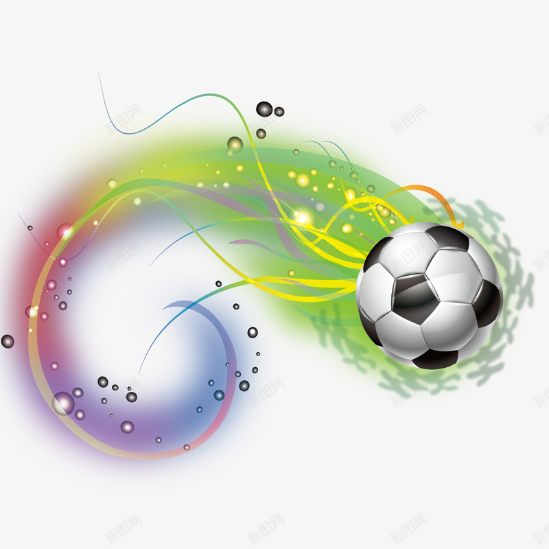 足球和彩色曲线矢量图ai免抠素材_新图网 https://ixintu.com 圆点 彩色曲线 曲线 点线面 足球 矢量图