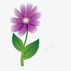 紫色卡通花朵装饰素材