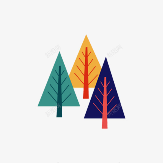 彩色手绘的三角树png免抠素材_新图网 https://ixintu.com 免抠图 彩色树木 效果图 树木 植物 装饰图 装饰画