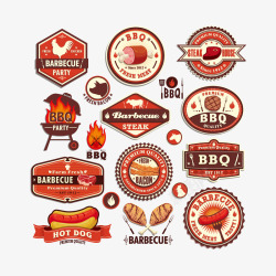 烤肉标签时尚烤肉标签烤肉矢量图图标高清图片