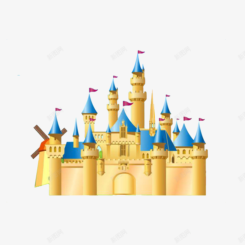 童话中的梦幻城堡png免抠素材_新图网 https://ixintu.com 城堡建筑 技术呢蓝色 梦幻童话 红色旗子 蛋糕城堡 金色城堡 金色晨报