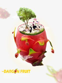 火龙果水果创意广告素材