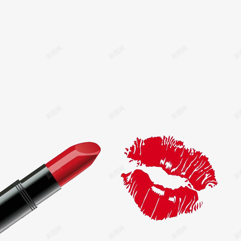 红色唇膏与唇印png免抠素材_新图网 https://ixintu.com 化妆品 唇印 唇膏 性感 美容