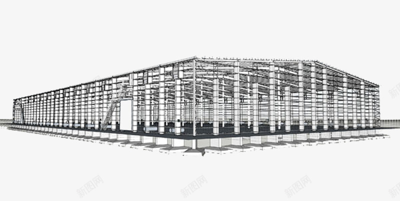 大跨度钢结构建筑png免抠素材_新图网 https://ixintu.com 建筑 建筑结构 跨度 钢结构