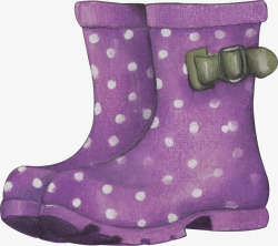 紫色的手绘靴子装饰素材