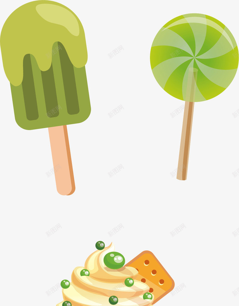 绿豆雪糕png免抠素材_新图网 https://ixintu.com 中式甜品 中式零食 卡通设计 手绘 绿豆 美食设计
