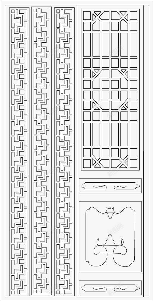 黑白屏风装饰png免抠素材_新图网 https://ixintu.com 中国风 中式风格 黑白屏风装饰