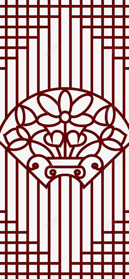 中式窗花png免抠素材_新图网 https://ixintu.com 中式 古典 扇形 窗花 红