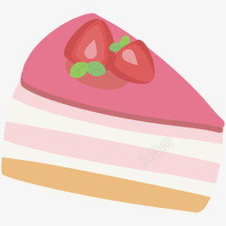 粉色三角形草莓蛋糕元素矢量图图标图标