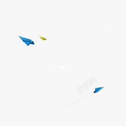 纸飞机折叠蓝色纸飞机高清图片