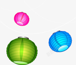 古灯装饰免抠彩色灯笼高清图片