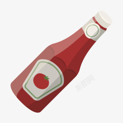 瓶子倾斜红色塑料瓶子贴分类标签和白色盖高清图片