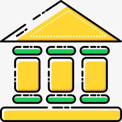 创意柱子黄色几何金融大厦元素图标高清图片