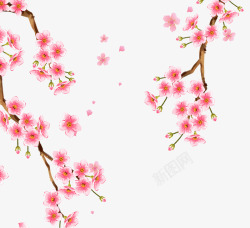 粉色梅花桃花装饰图案素材