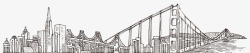 布鲁克林大桥手绘城市风景banner高清图片