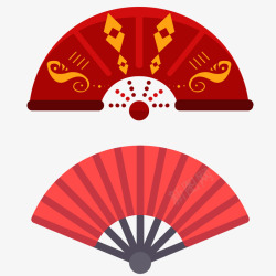 红色中国风节日扇子装饰素材