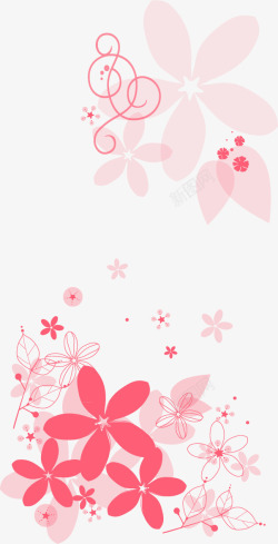 红花底纹海报韩国时尚花纹装饰红色花瓣高清图片