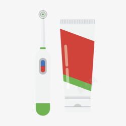 红色牙膏管和电动牙刷卡通素材