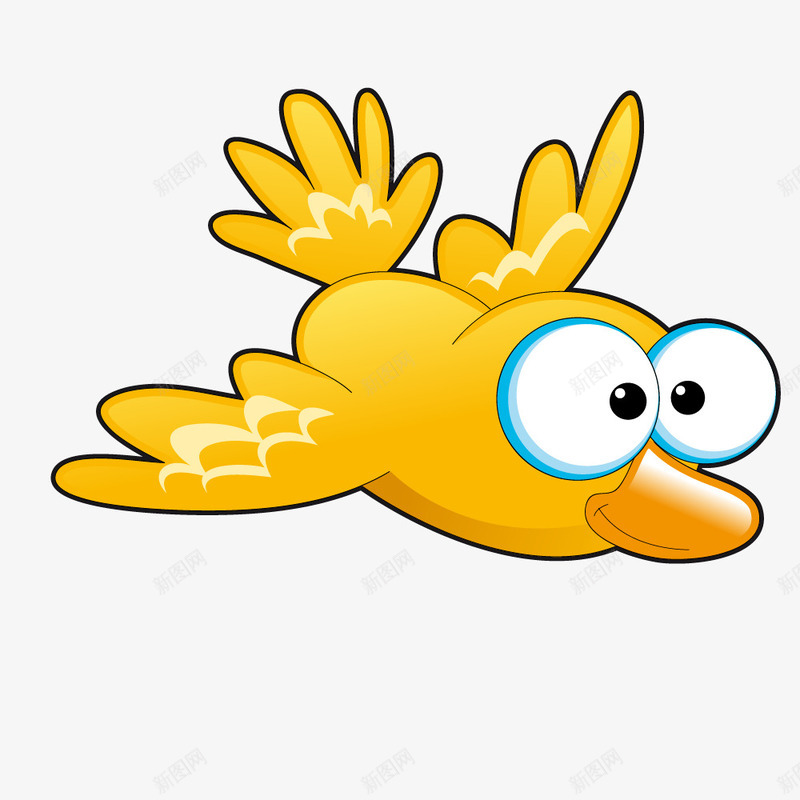 飞翔的黄色卡通小鸟png免抠素材_新图网 https://ixintu.com 免抠图 卡通小鸟 小鸟 效果图 装饰图 装饰画 黄色小鸟