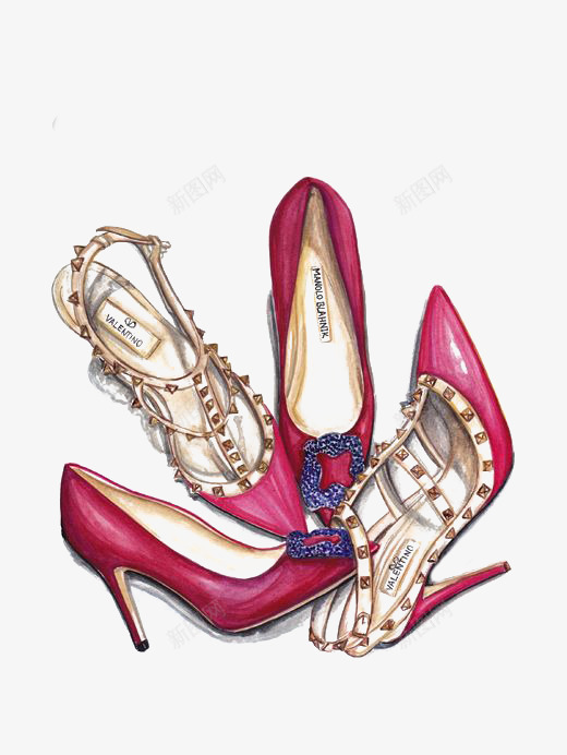 时尚高跟鞋png免抠素材_新图网 https://ixintu.com 卡通 女鞋 手绘 插画 粉色 鞋子 高跟鞋