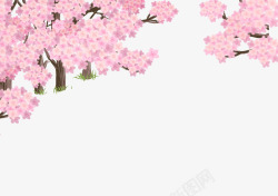 桃花园手绘浪漫桃花插画元素高清图片