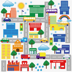 城市道路卡通卡通手绘主题公园城市道路矢量图高清图片