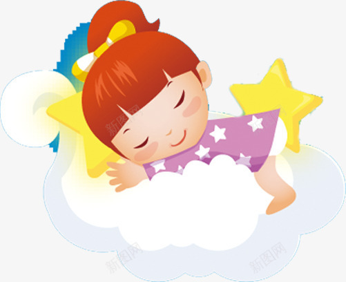 云朵上的女孩png免抠素材_新图网 https://ixintu.com 卡通 可爱 女孩 女生 小女孩 梦幻 熟睡少女 睡觉 童话 童趣 节日