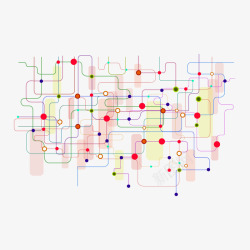 彩色曲线和圆点矢量图素材