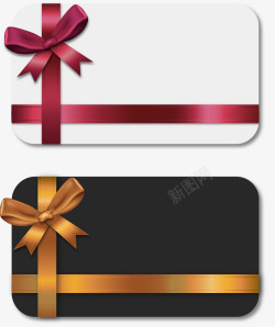 蝴蝶结礼品卡手绘两张绑蝴蝶结的礼品卡高清图片