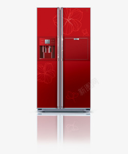 红色冰箱红色喜庆智能对开门冰箱高清图片