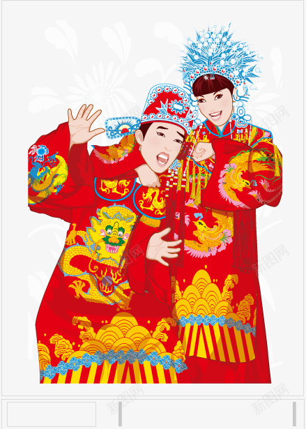 中式婚纱照png免抠素材_新图网 https://ixintu.com 中国风 中式婚纱照 古装 红色 蓝色 黄色