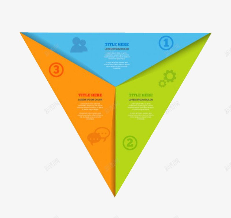 三色三角图标png_新图网 https://ixintu.com ppt素材 信息图标 信息框架 橙色 绿色 蓝色