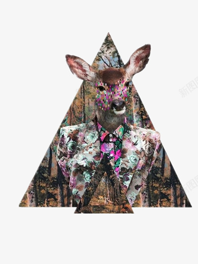 驴先生png免抠素材_新图网 https://ixintu.com 三角形 彩色 涂鸦 西装 驴头 驴子卡通 鹿