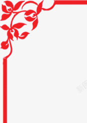 红色花朵中式边框素材