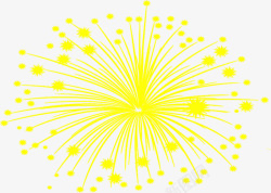 黄色手绘新年礼花素材
