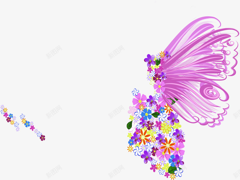 粉色花朵创意蝴蝶png免抠素材_新图网 https://ixintu.com 创意 粉色 花朵 蝴蝶 设计