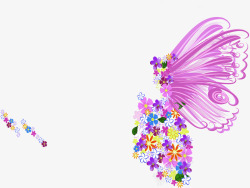 粉色花朵创意蝴蝶素材