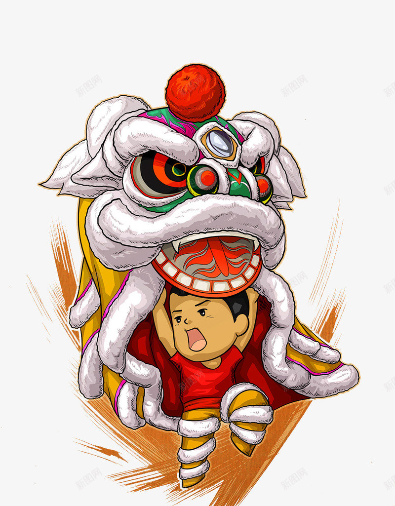 中国风舞狮子的人物png免抠素材_新图网 https://ixintu.com 中国风 免抠图 卡通人物 效果图 舞狮子 装饰图 装饰画