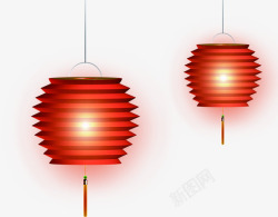 红色喜庆中式折纸灯笼素材