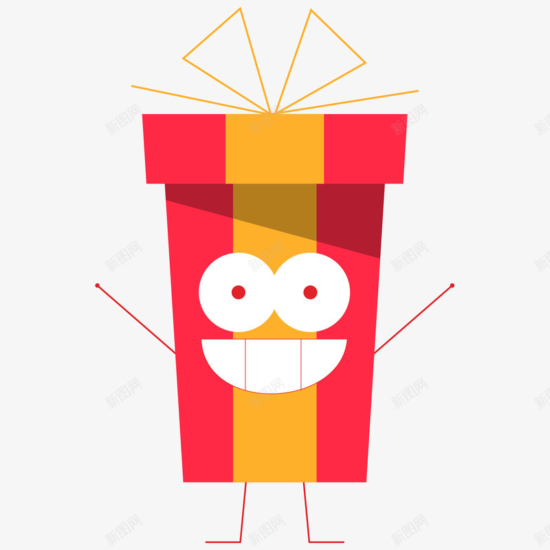 卡通人物化创意礼盒png免抠素材_新图网 https://ixintu.com 人物化 创意 包装盒 卡通 礼品盒 礼物盒 红色