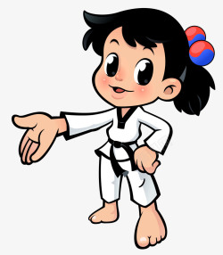 跆拳道女孩卡通人物形象矢量图高清图片