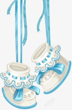 粉条装饰白鞋蓝色婴儿鞋高清图片