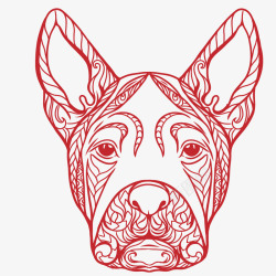 红色手绘的狗头效果图素材