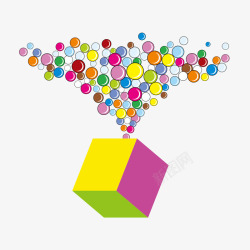 立体方块和彩色圆点素材