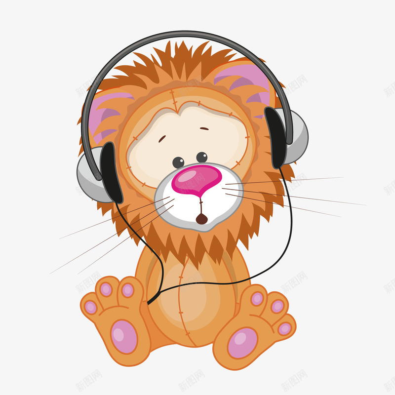戴耳机的小狮子png免抠素材_新图网 https://ixintu.com 免抠图 动物 小狮子 效果图 耳机 装饰图 装饰画